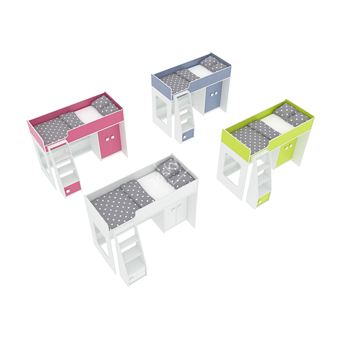 Legenda K42A + LP42B Modular Children's Loft Bed 3D model image 3