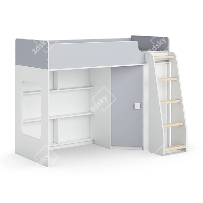 Modular Kids Loft Bed - Legenda K42B + LP42A 3D model image 1