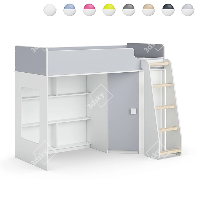 Modular Kids Loft Bed - Legenda K42B + LP42A 3D model image 6