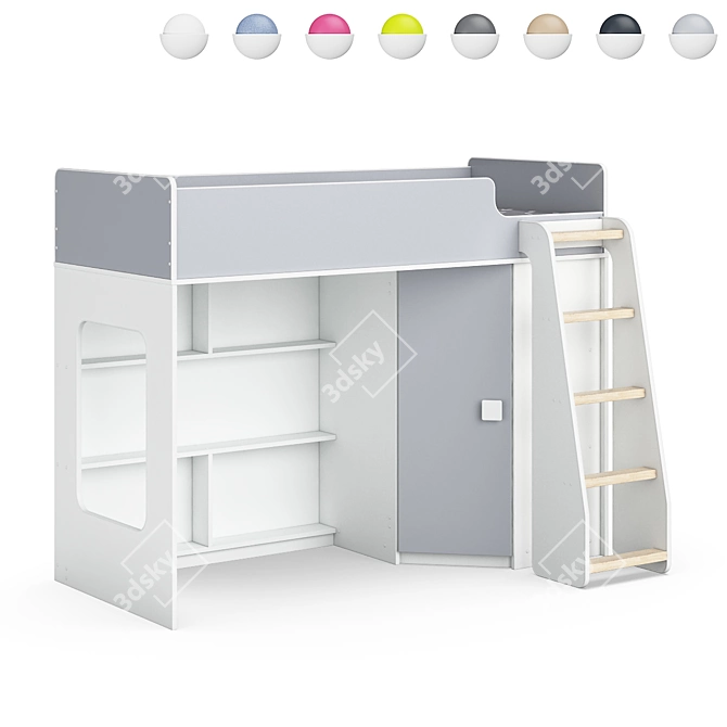 Modular Kids Loft Bed - Legenda K42B + LP42A 3D model image 7