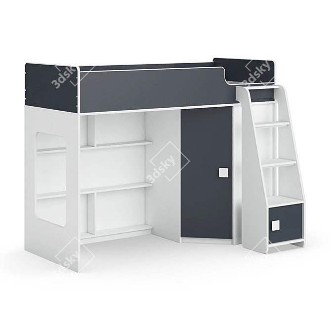 Modular Children's Loft Bed Set: Legenda K42B + LP42B 3D model image 1