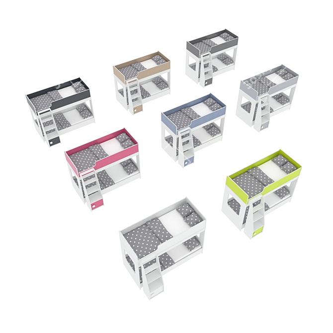 Legenda Modular Loft Bed Set 3D model image 3