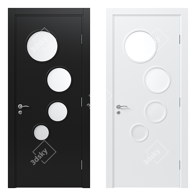 Modern Five-Panel Interior Door 3D model image 1