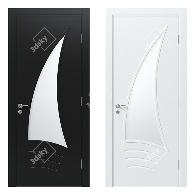 Modern 8-Panel Interior Door 3D model image 1