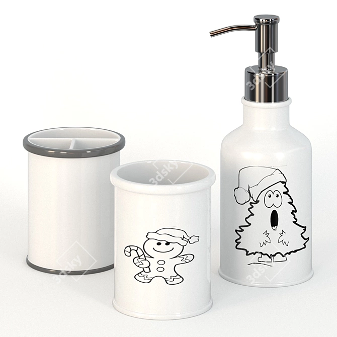 Monochrome Bathroom Set: Perfect for Kids and Teens 3D model image 2