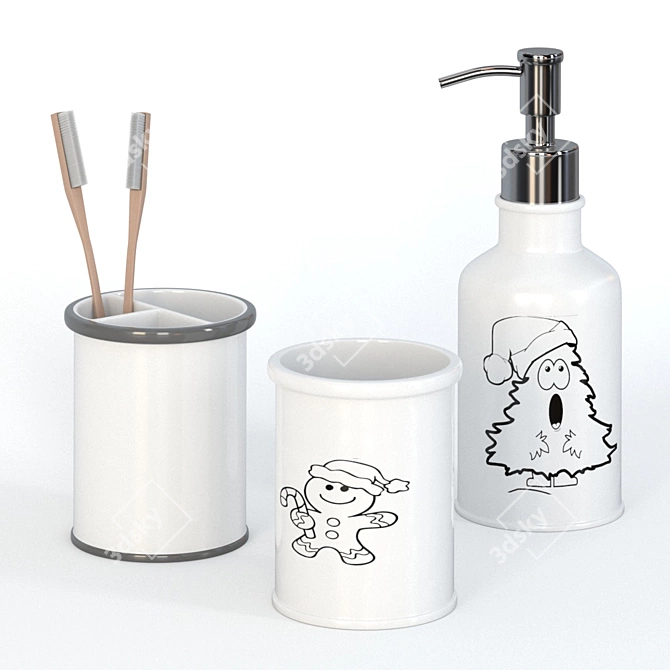 Monochrome Bathroom Set: Perfect for Kids and Teens 3D model image 3