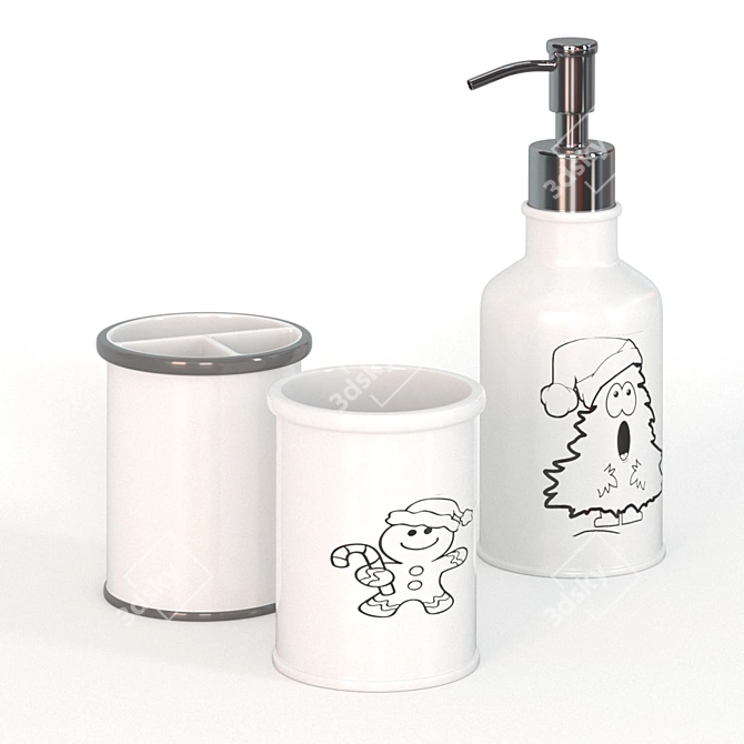 Monochrome Bathroom Set: Perfect for Kids and Teens 3D model image 4