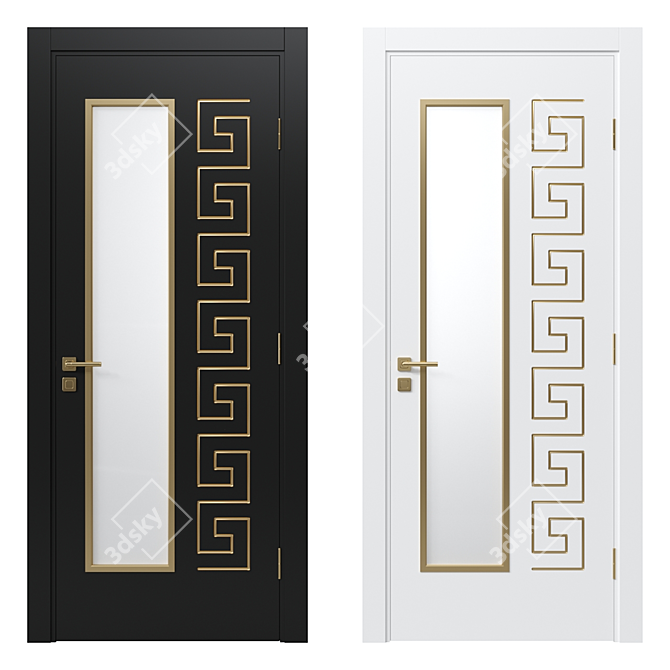 Sleek 10-Panel Door 3D model image 1