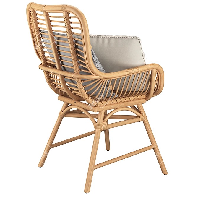 Rattan Accent Chair - Stylish and Sturdy 3D model image 3