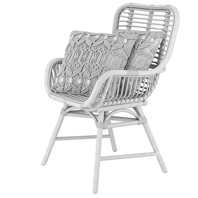 Rattan Accent Chair - Stylish and Sturdy 3D model image 5
