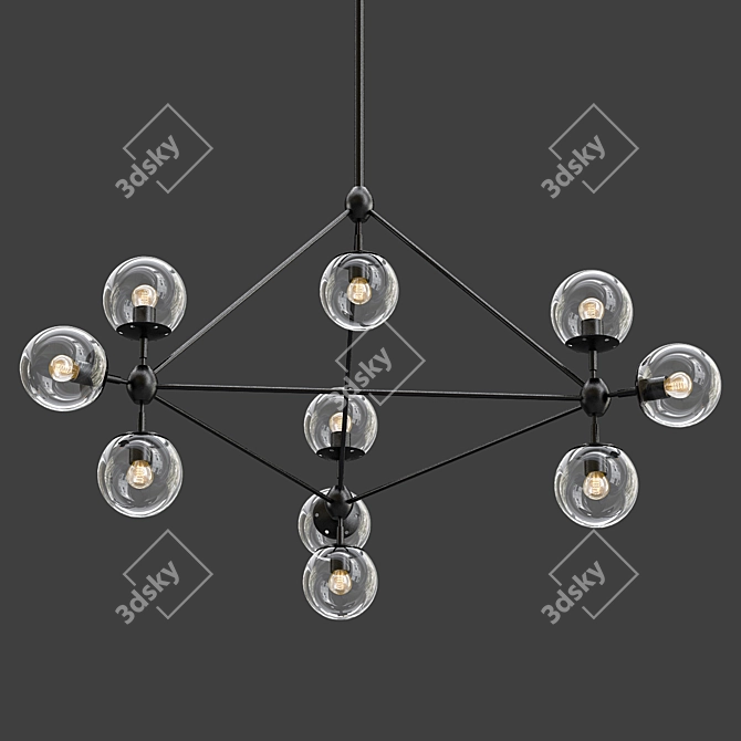 Possini Euro Gable 44" Black Chandelier 3D model image 1