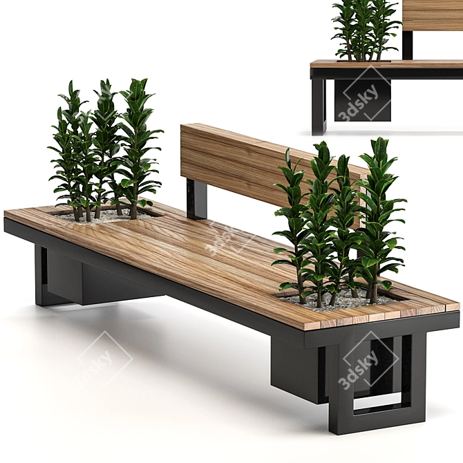 Urban Bench: Plants-Inspired Outdoor Seating 3D model image 1