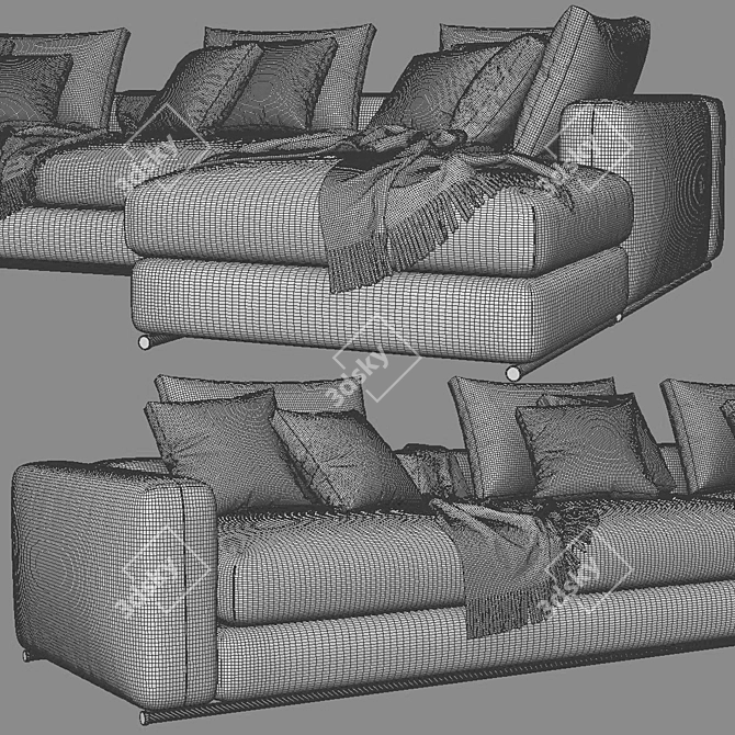 Flexform Asolo Chaise Longue: Sleek and Stylish Sofa 3D model image 2