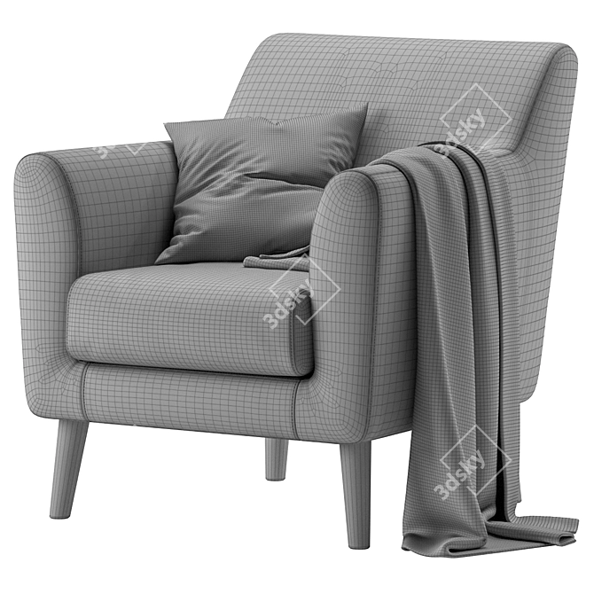 Odens Grey Velvet Armchair 3D model image 5