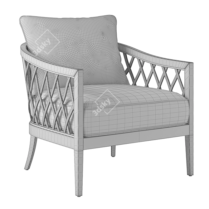 Modern Teak Lounge Chair 3D model image 5