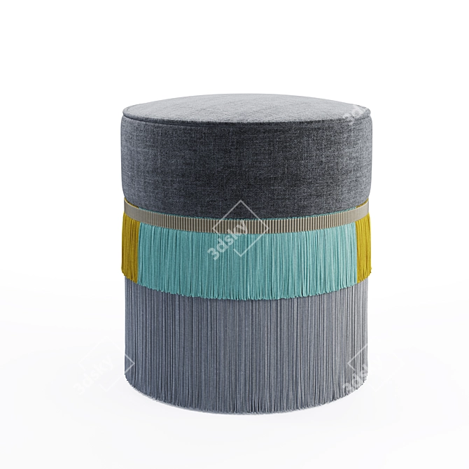 Luxury Couture Velvet Pouf 3D model image 3