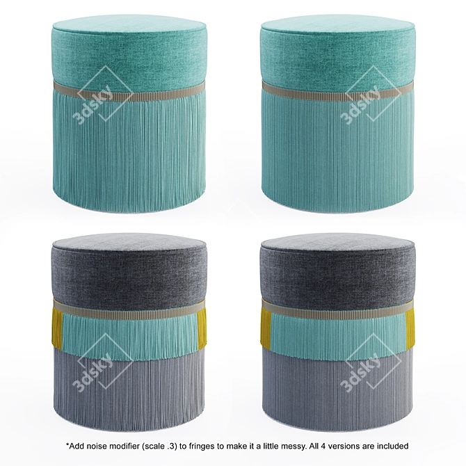 Luxury Couture Velvet Pouf 3D model image 4