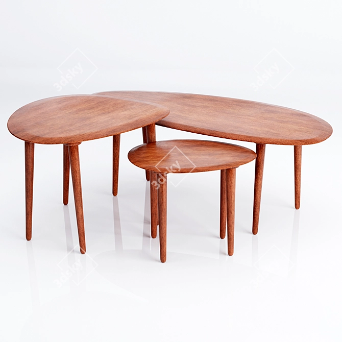 Zen-inspired Zara Home Wooden Tables 3D model image 2