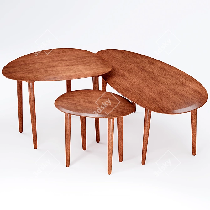 Zen-inspired Zara Home Wooden Tables 3D model image 8