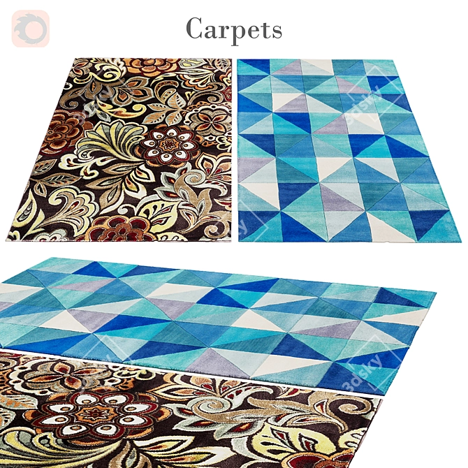 Vibrant Medley Modern Rug 3D model image 1