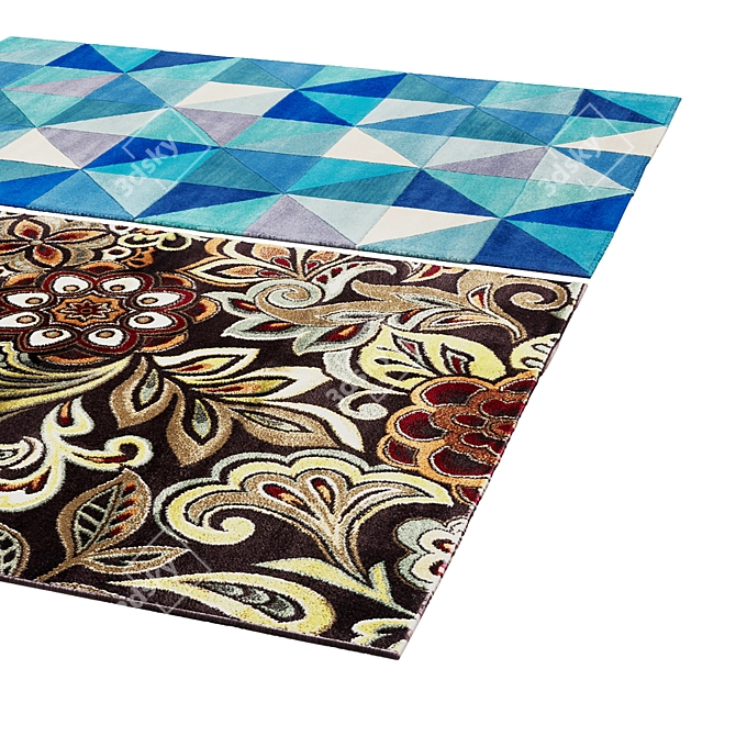 Vibrant Medley Modern Rug 3D model image 2