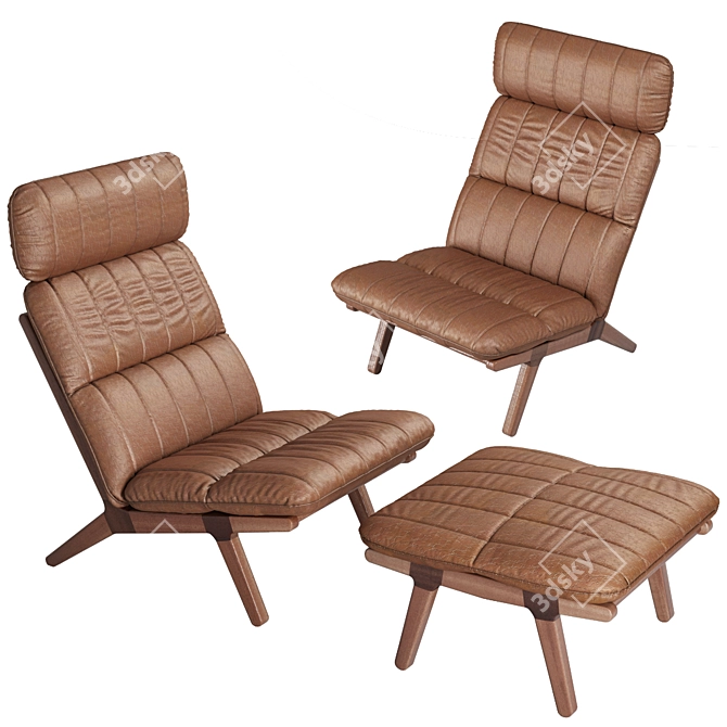 Contemporary Armchair Set 3D model image 2