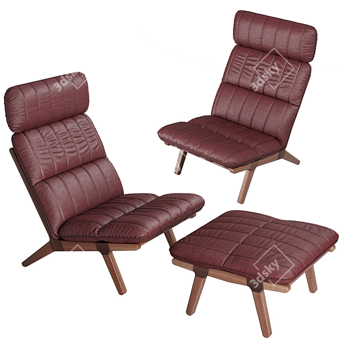 Contemporary Armchair Set 3D model image 4