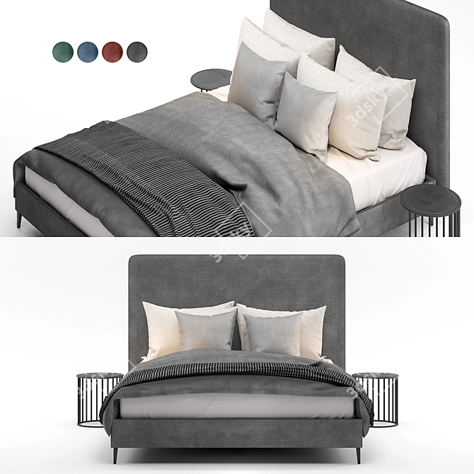 Modern King-Size Bed Frame 3D model image 1