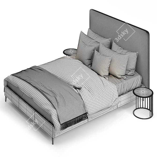 Modern King-Size Bed Frame 3D model image 4