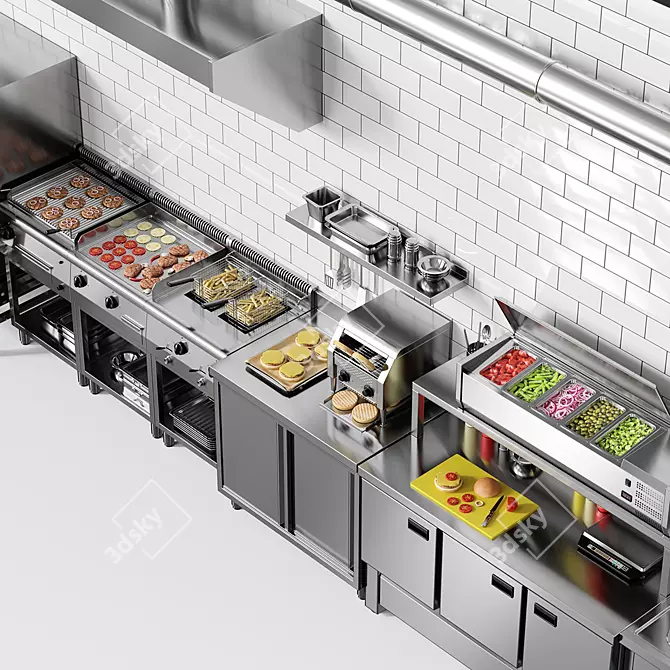 3D Foodcourt Burger Renders 3D model image 4