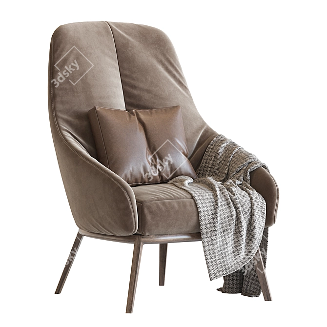 Modern Swivel Armchair - Puk 3D model image 1