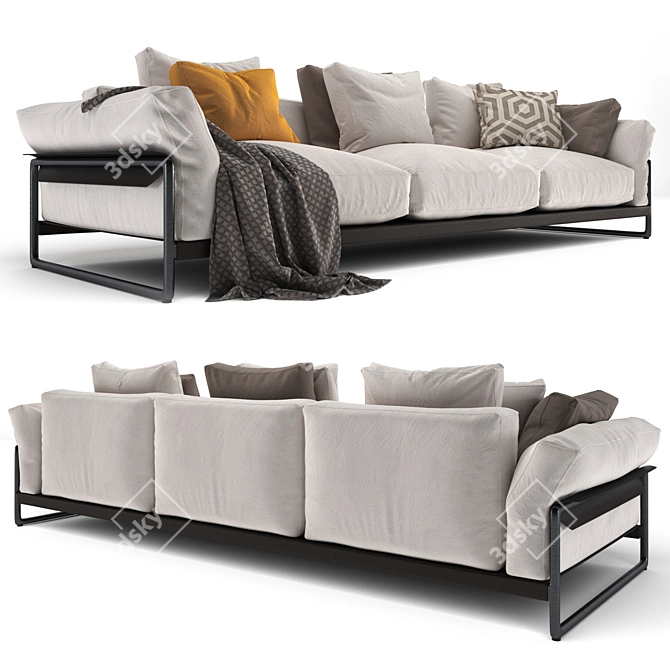 Modern Flexform Zeno Light Sofa 3D model image 2