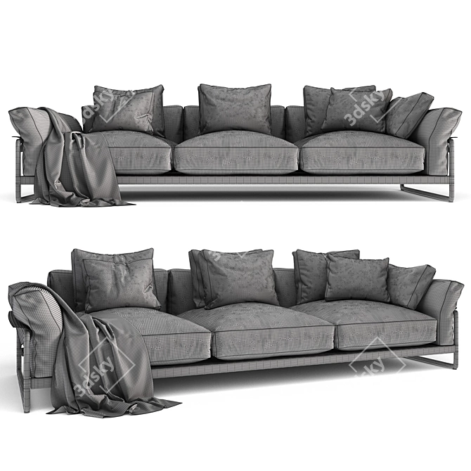 Modern Flexform Zeno Light Sofa 3D model image 3