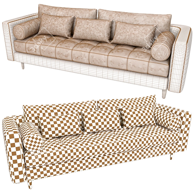 Chic Sven Tan Sofa 3D model image 2