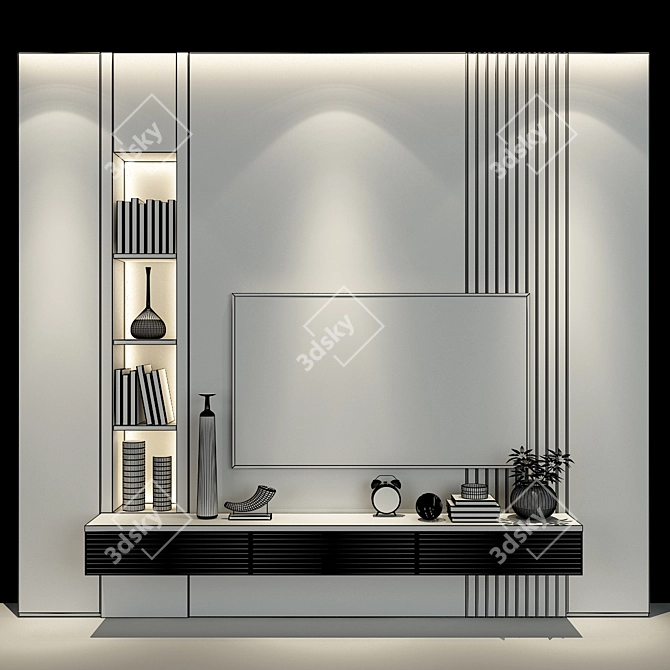 Sleek TV Wall Set 0173 3D model image 2