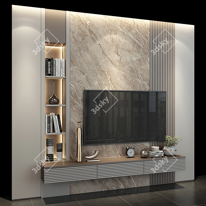 Sleek TV Wall Set 0173 3D model image 3