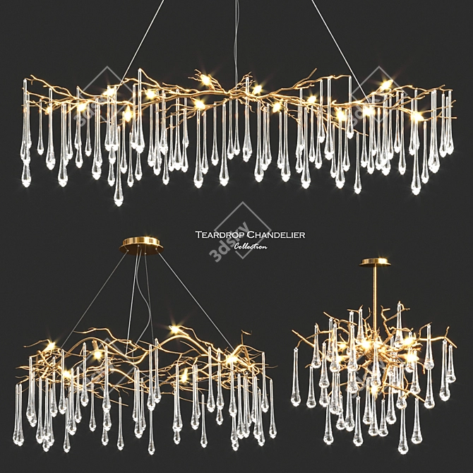 Elegant Teardrop Chandeliers by John-Richard 3D model image 1