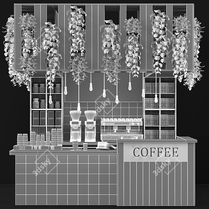 Elegant Cafe Counter with Mainzu Pauda Tile Finish 3D model image 4