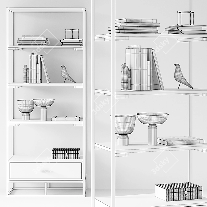 Bamboo Bookend Set: Elegant Organization Solution! 3D model image 3