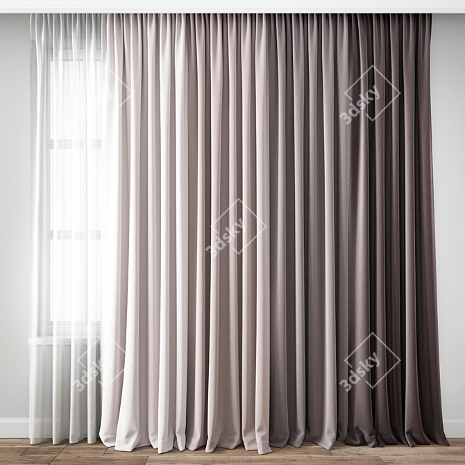 Elegant Curtain Design 3D model image 1