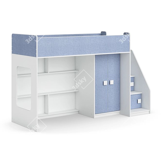 Modular Kids Loft Bed Set 3D model image 1