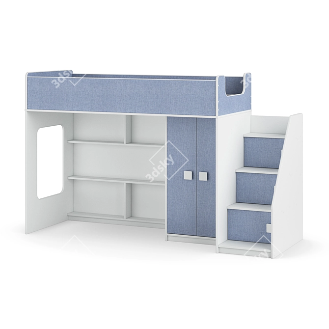 Modular Kids Loft Bed Set 3D model image 2