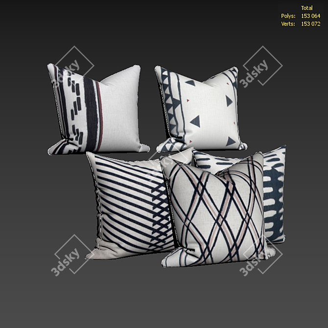 Decorative Pillows Set - Modern Design 3D model image 2