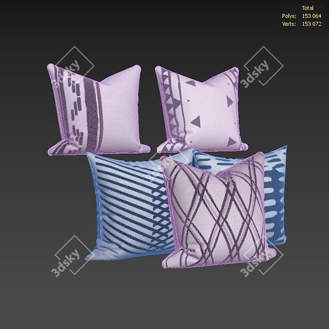 Decorative Pillows Set - Modern Design 3D model image 3