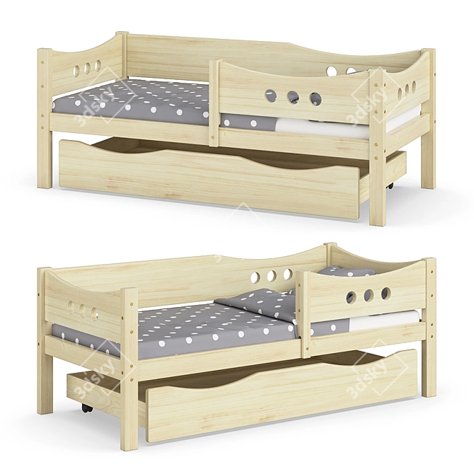 Legenda KM15 Solid Wood Children's Bed 3D model image 6