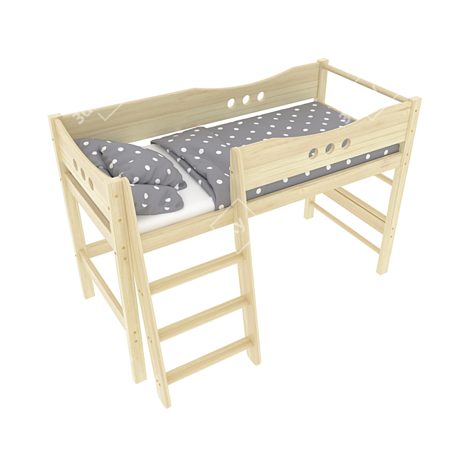 Classic Pine Children's Bed 3D model image 3