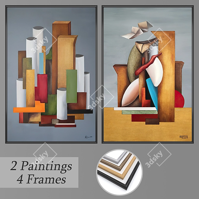 Elegant Wall Art Set 3D model image 1