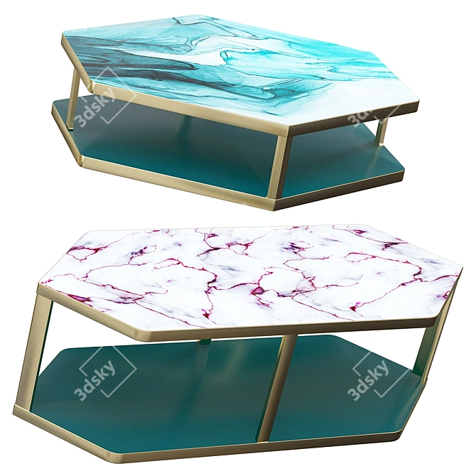 Modern Hexagonal Marble Coffee Table 3D model image 1