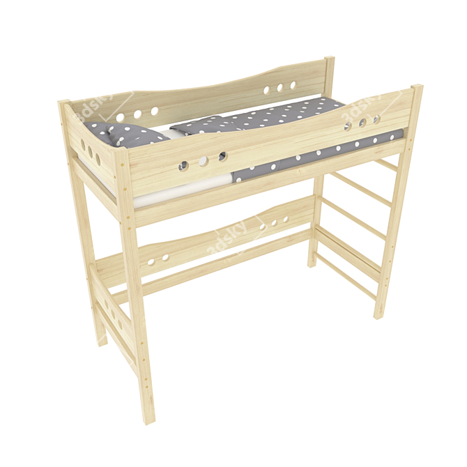 Legenda KM19 Kids Wooden Bed 3D model image 4