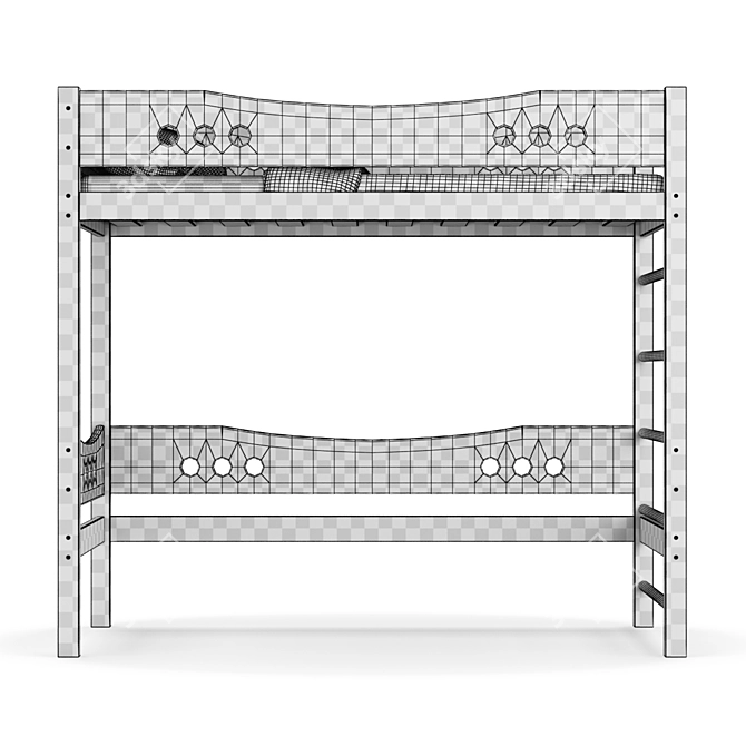 Legenda KM19 Kids Wooden Bed 3D model image 5